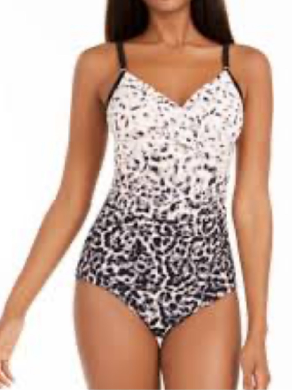 Calvin Klein woman’s Black and White Ombre Leopard One-Piece Swimsuit